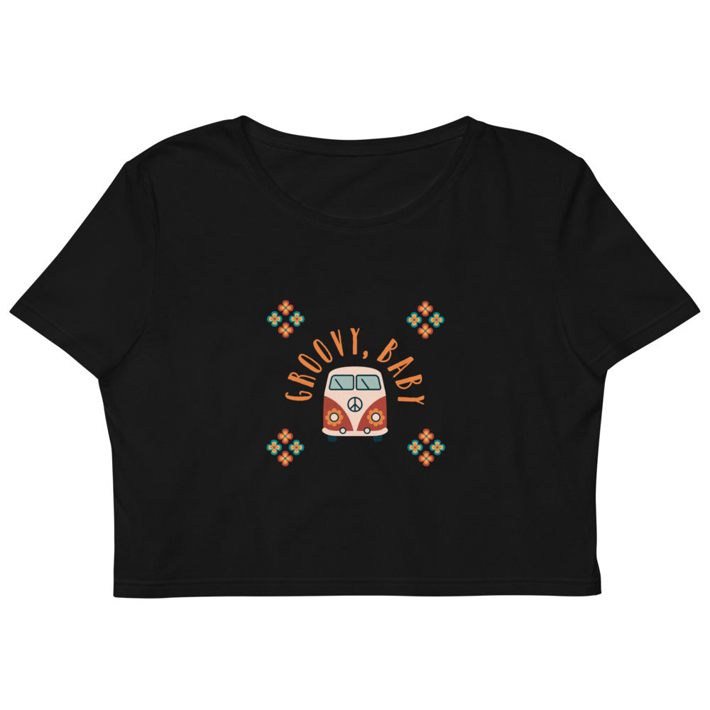 Groovy Baby - Organic Crop Top - Black and white