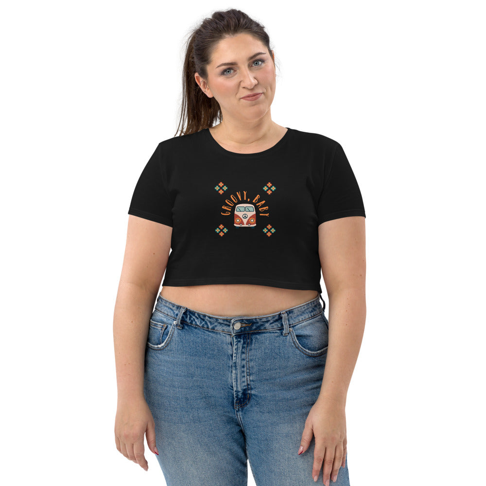 Groovy Baby - Organic Crop Top - Black and white