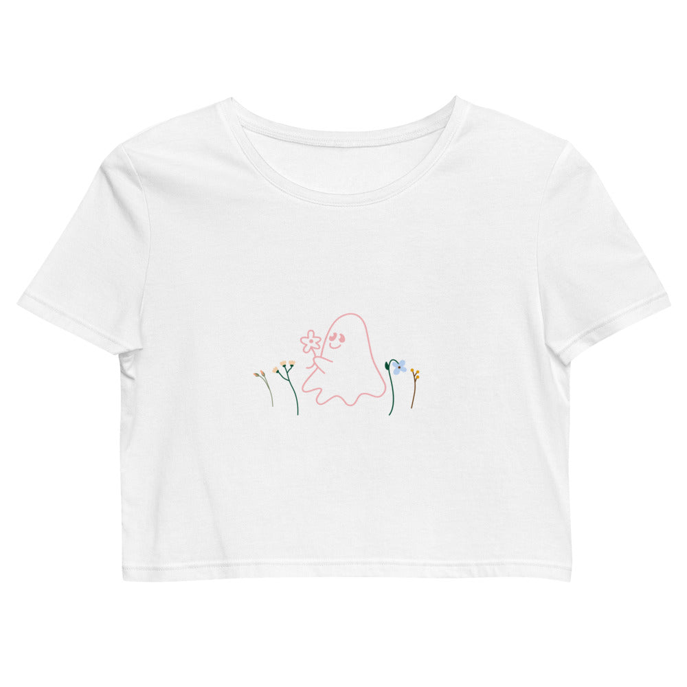 boo ghost gift flower - Organic Crop Top