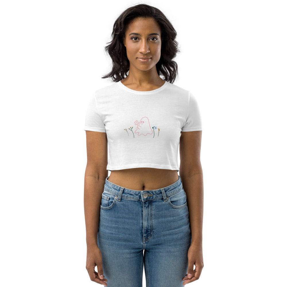 boo ghost gift flower - Organic Crop Top