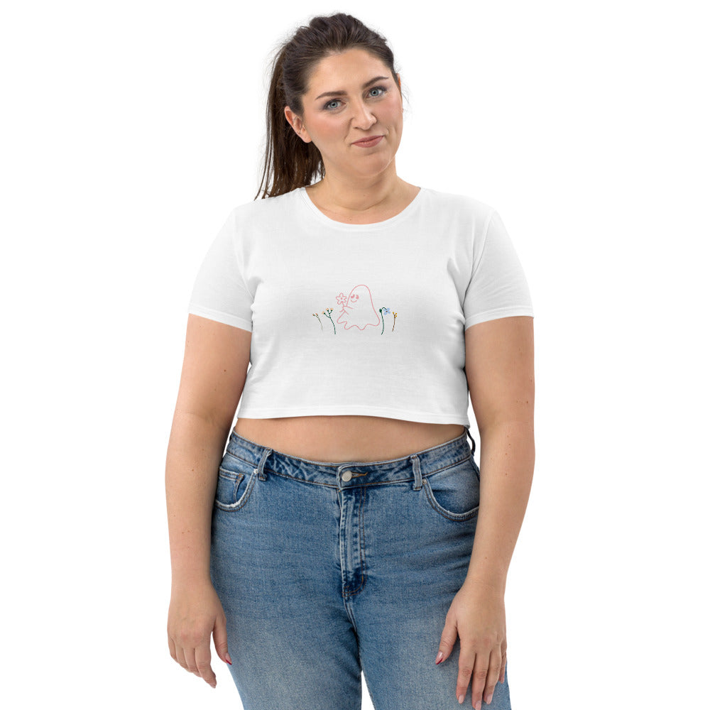 boo ghost gift flower - Organic Crop Top