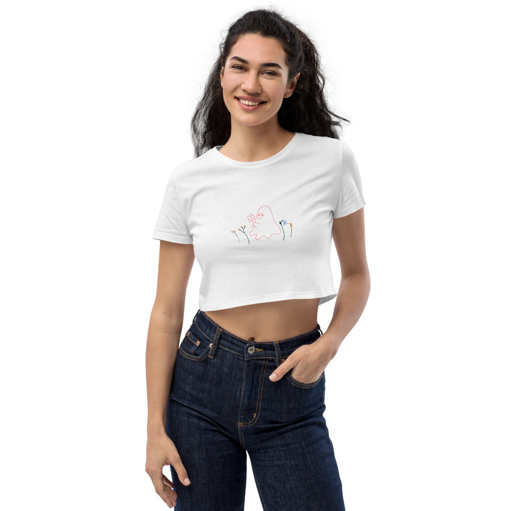 boo ghost gift flower - Organic Crop Top