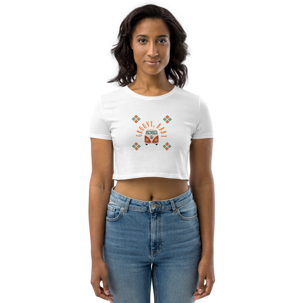 Groovy Baby - Organic Crop Top - Black and white