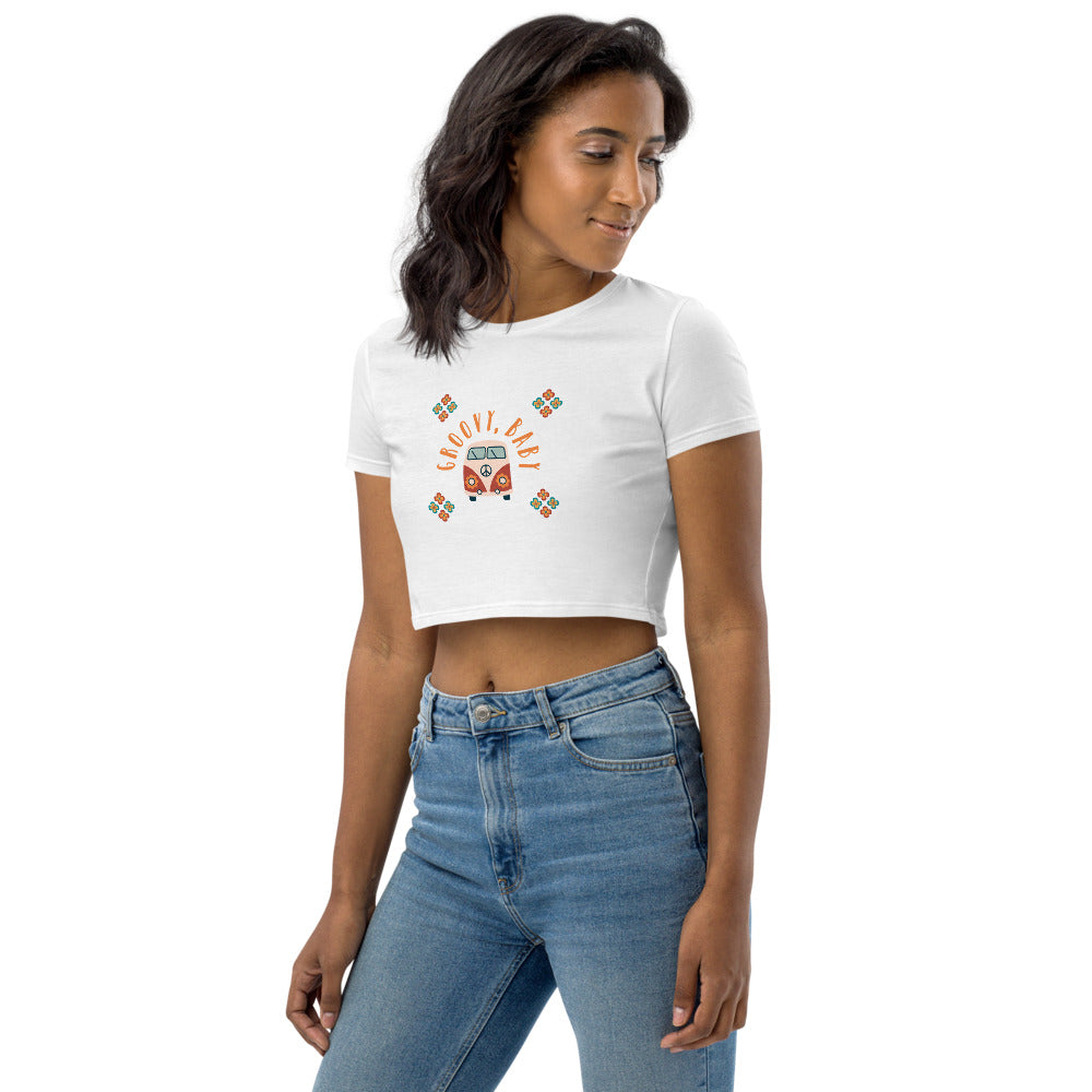 Groovy Baby - Organic Crop Top - Black and white